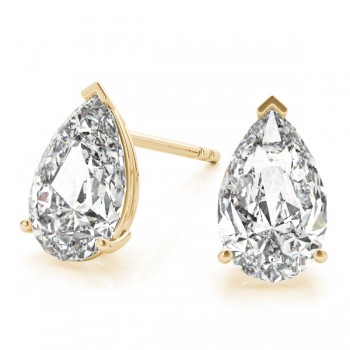2.00ct Pear-Cut Diamond Stud Earrings 14kt Yellow Gold (G-H, VS2-SI1)