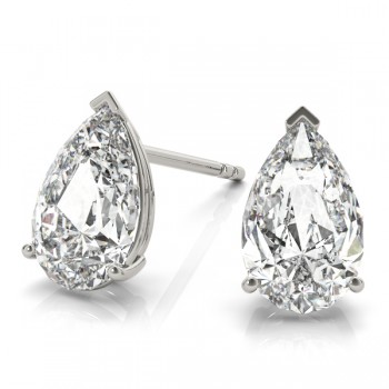0.75ct Pear-Cut Diamond Stud Earrings 18kt White Gold (G-H, VS2-SI1)