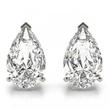 1.00ct Pear-Cut Lab Diamond Stud Earrings 14kt White Gold (F-G, VS1)