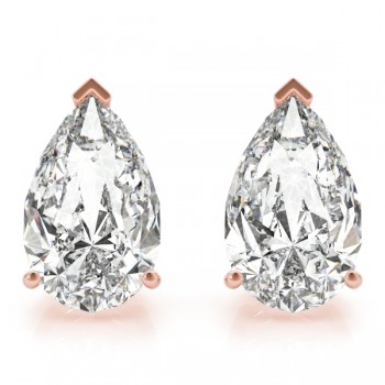 0.50ct Pear-Cut Lab Diamond Stud Earrings 18kt Rose Gold (F-G, VS1)