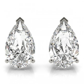 1.00ct Pear-Cut Lab Diamond Stud Earrings Platinum (F-G, VS1)