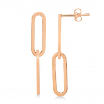 Two Link Chain Paperclip Drop Earrings 14k Rose Gold