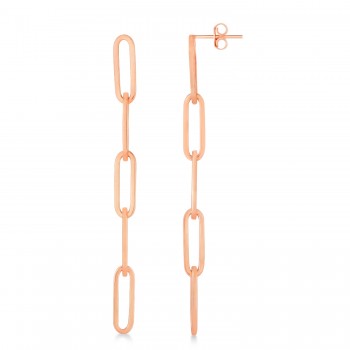 Five Link Chain Paperclip Drop Earrings 14k Rose Gold