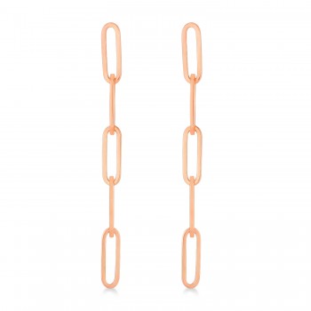 Five Link Chain Paperclip Drop Earrings 14k Rose Gold