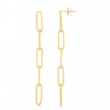 Five Link Chain Paperclip Drop Earrings 14k Yellow Gold