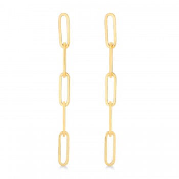 Five Link Chain Paperclip Drop Earrings 14k Yellow Gold