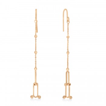 U-Link Paperclip Bead Hardwear Drop Earrings 14k Rose Gold