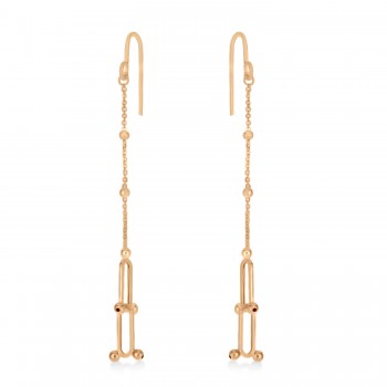 U-Link Paperclip Bead Hardwear Drop Earrings 14k Rose Gold