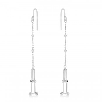 U-Link Paperclip Bead Hardwear Drop Earrings 14k White Gold