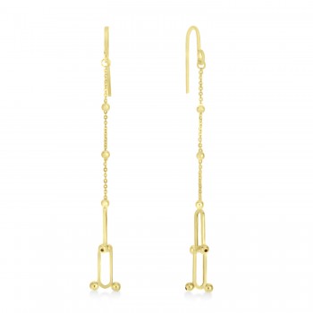 U-Link Paperclip Bead Hardwear Drop Earrings 14k Yellow Gold