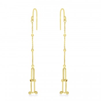 U-Link Paperclip Bead Hardwear Drop Earrings 14k Yellow Gold