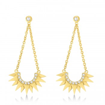 Diamond Sunburst Shaped Dangle Earrings 14k Yellow Gold (0.13ct)
