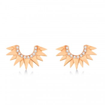Diamond Sunburst Shaped Stud Earrings 14k Rose Gold (0.10ct)