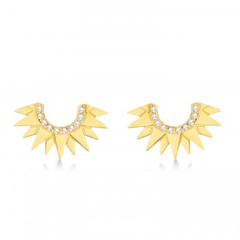 Diamond Sunburst Shaped Stud Earrings 14k Yellow Gold (0.10ct)