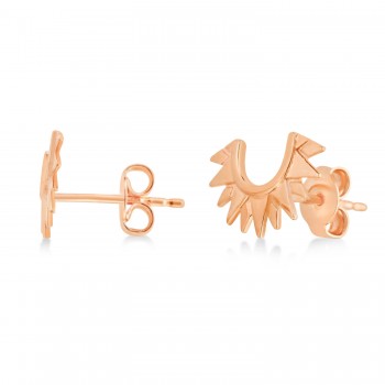 Sunburst Shaped Stud Earrings 14k Rose Gold