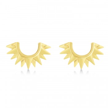 Sunburst Shaped Stud Earrings 14k Yellow Gold