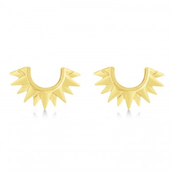 Sunburst Shaped Stud Earrings 14k Yellow Gold