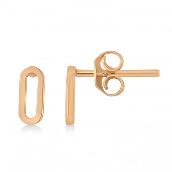 Mini Paperclip Stud Earrings 14k Rose Gold