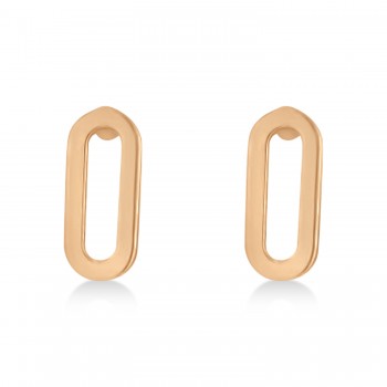 Mini Paperclip Stud Earrings 14k Rose Gold