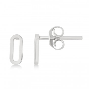 Mini Paperclip Stud Earrings 14k White Gold