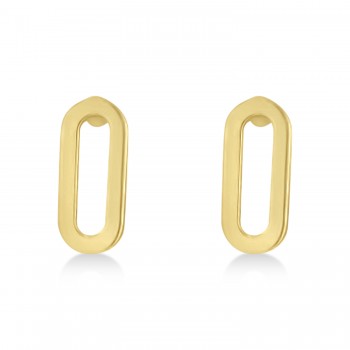 Mini Paperclip Stud Earrings 14k Yellow Gold