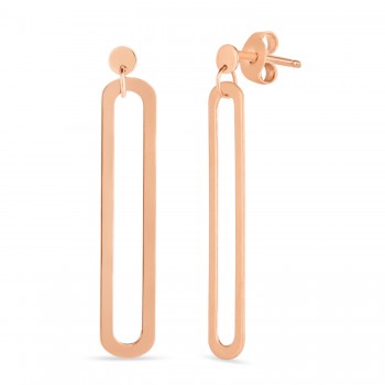 Single Paperclip Link Dangle Drop Earrings 14k Rose Gold