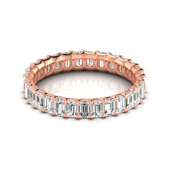 Emerald Cut Diamonds Eternity Wedding Band 18K Rose Gold (2.24ct)