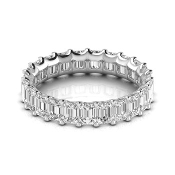 Emerald Cut Diamonds Eternity Wedding Band 14K White Gold (4.37ct)