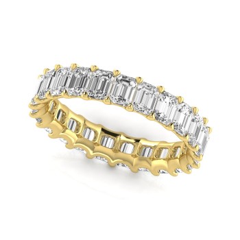 Emerald Cut Diamonds Eternity Wedding Band 14K Yellow Gold (4.37ct)