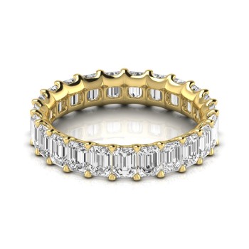 Emerald Cut Diamonds Eternity Wedding Band 14K Yellow Gold (4.37ct)