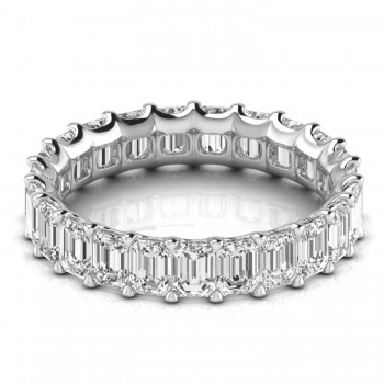 Emerald Cut Lab Grown Diamonds Eternity Ring Wedding Band in Platinum (4.37ct)