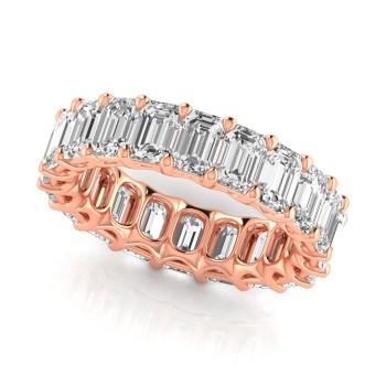Emerald Cut Diamonds Eternity Ring Wedding Band 18K Rose Gold (6.10ct)