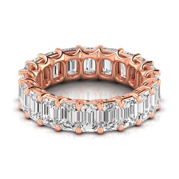 Emerald Cut Diamonds Eternity Ring Wedding Band 18K Rose Gold (6.10ct)