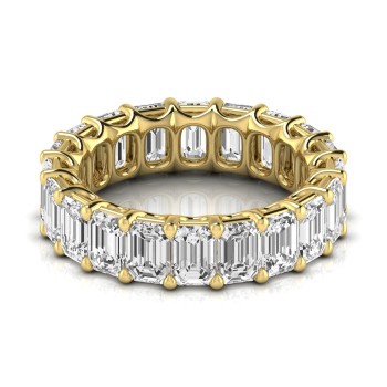 Emerald Cut Diamonds Eternity Ring Wedding Band 18K Yellow Gold (6.10ct)