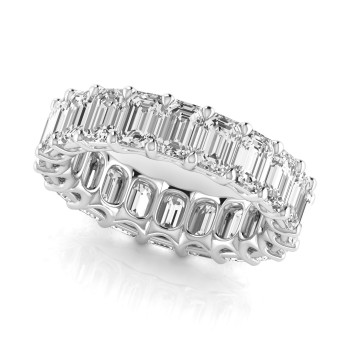 Emerald Cut Diamonds Eternity Wedding Band in Platinum (6.10ct)