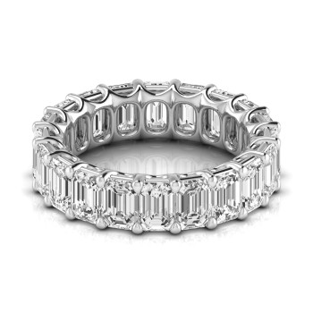 Emerald Cut Diamonds Eternity Wedding Band in Platinum (6.10ct)