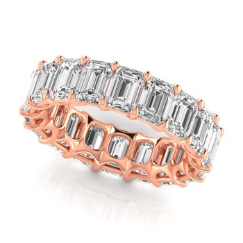 Emerald Cut Diamonds Eternity Ring Wedding Band 14K Rose Gold (8.64ct)