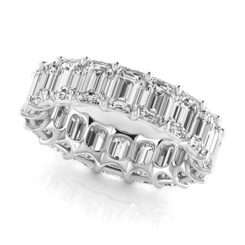 Emerald Cut Diamonds Eternity Ring Wedding Band 14K White Gold (8.64ct)