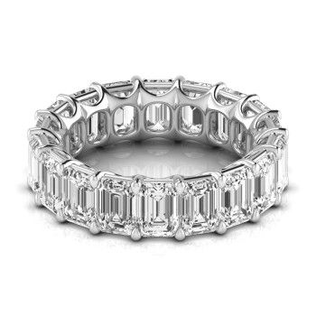 Emerald Cut Diamonds Eternity Ring Wedding Band 14K White Gold (8.64ct)