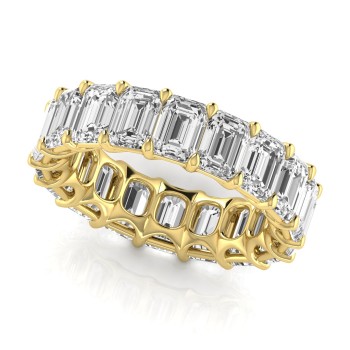 Emerald Cut Diamonds Eternity Ring Wedding Band 14K Yellow Gold (8.64ct)