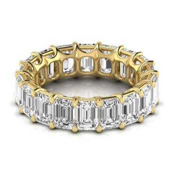 Emerald Cut Diamonds Eternity Ring Wedding Band 14K Yellow Gold (8.64ct)