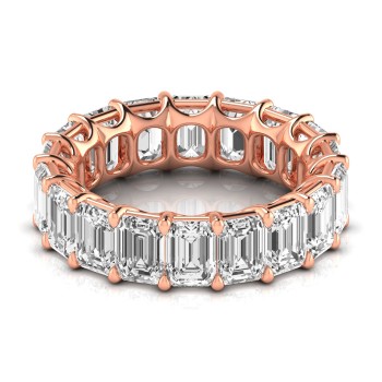 Emerald Cut Diamonds Eternity Ring Wedding Band 18K Rose Gold (8.64ct)
