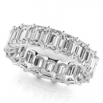 Emerald Cut Lab Grown Diamonds Eternity Ring Wedding Band in Platinum (8.64ct)