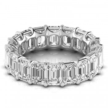 Emerald Cut Lab Grown Diamonds Eternity Ring Wedding Band in Platinum (8.64ct)