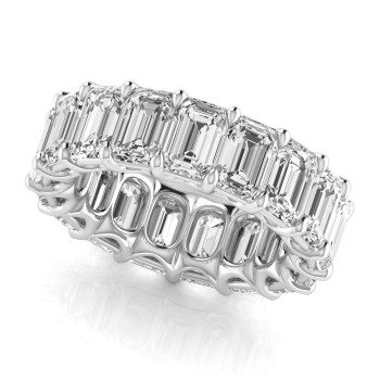 Emerald Cut Diamonds Eternity Wedding Band 14K White Gold (11.98ct)