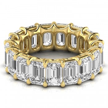 Emerald Cut Lab Grown Diamonds Eternity Ring Wedding Band 14K Yellow Gold (11.98ct)
