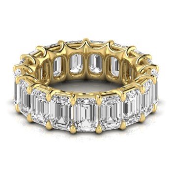 Emerald Cut Diamonds Eternity Wedding Band 14K Yellow Gold (11.98ct)