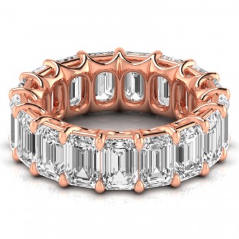 Emerald Cut Lab Grown Diamonds Eternity Ring Wedding Band 18K Rose Gold (11.98ct)