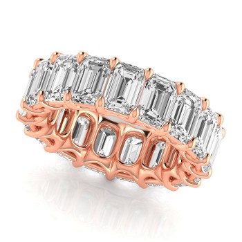 Emerald Cut Diamonds Eternity Wedding Band 18K Rose Gold (11.98ct)