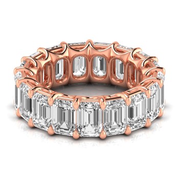 Emerald Cut Diamonds Eternity Wedding Band 18K Rose Gold (11.98ct)